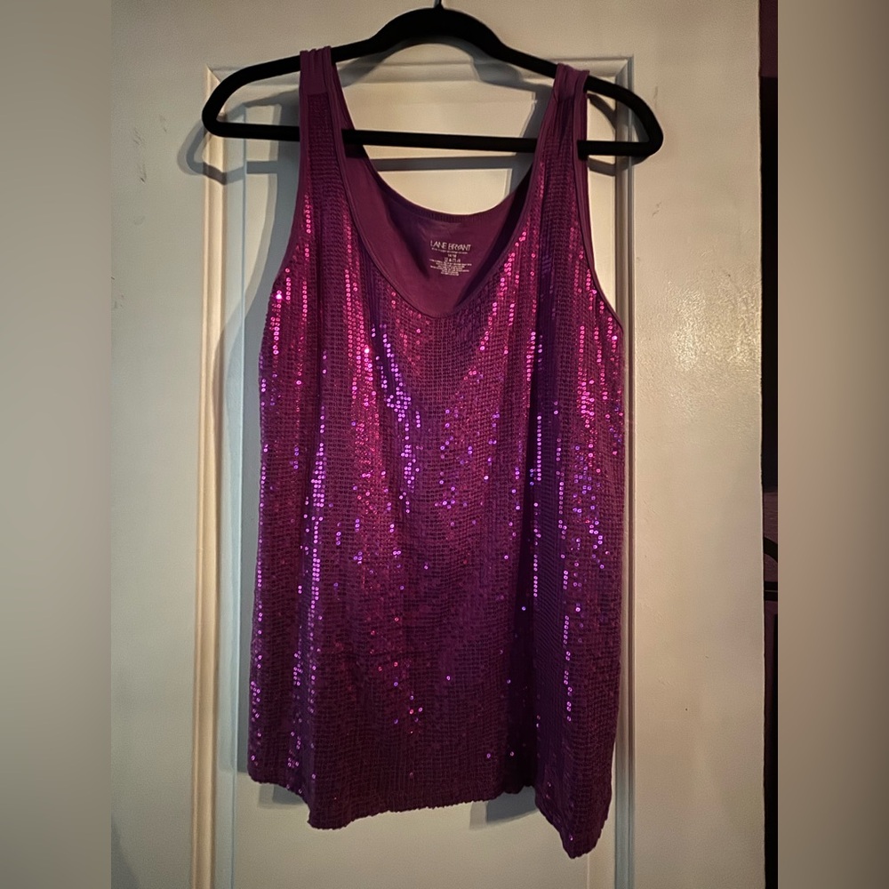 Lane Bryant purple sequin tank top 14/16